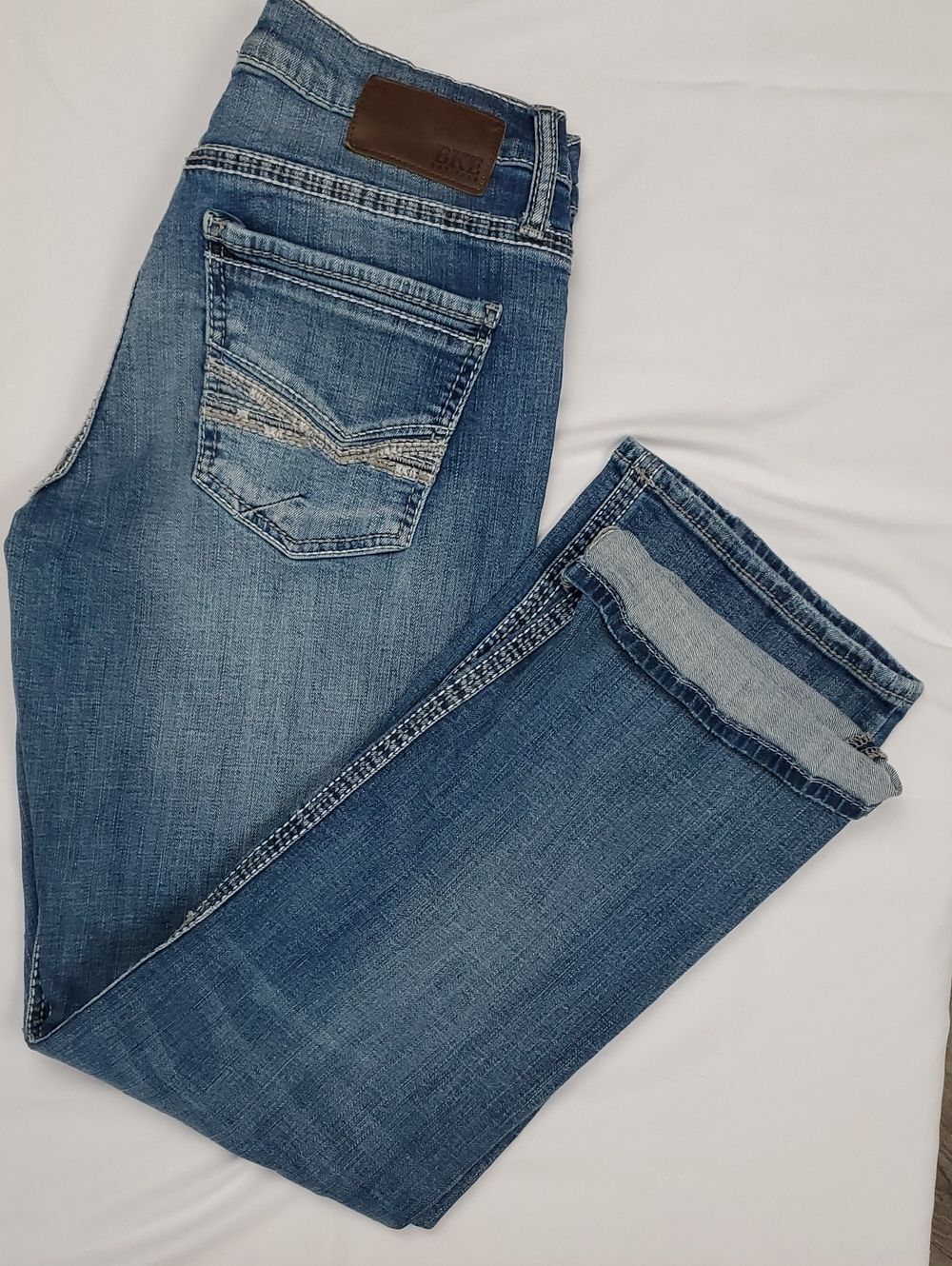 BKE Jake Regular Fit Jeans | Mens 32x32 Medium Wash Blue Bold Stitch